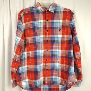 J Crew Red Blue Plaid Flannel Shirt Long Sleeve Mens Large